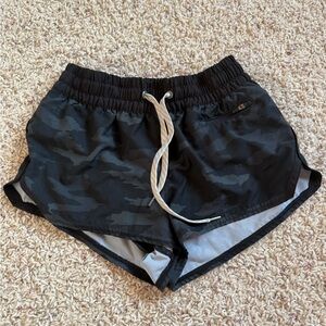 Vuori Black Camo Lined Athletic Shorts